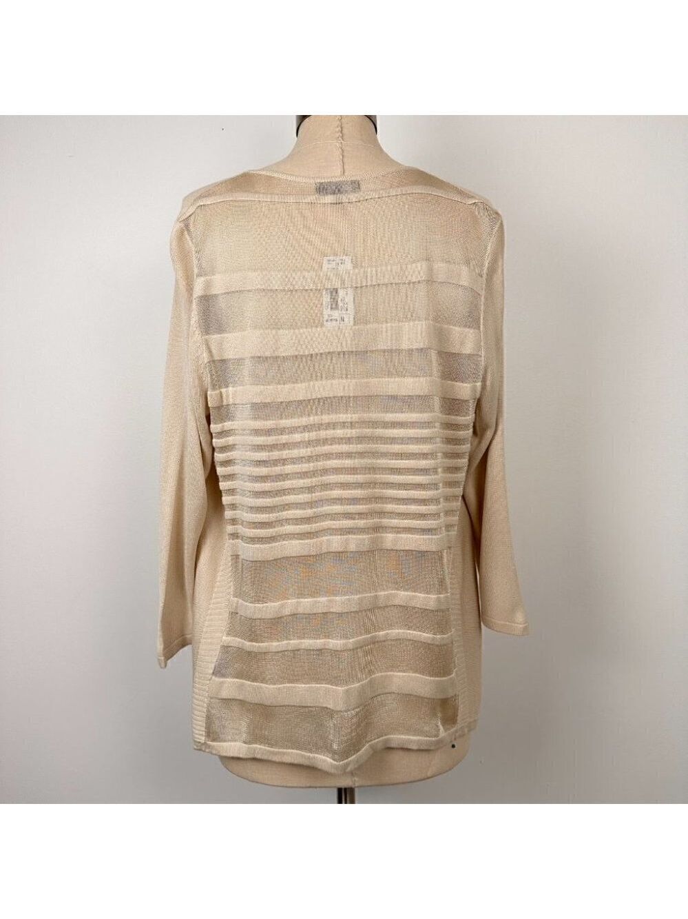 Les Collections Mat Womens Lightweight Open Knit Cardigan Size Medium Beige New - Picture 4 of 11